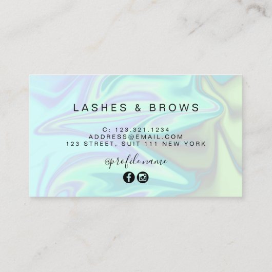 Carte De Visite Extensions holographiques modernes et élégantes (Dos)