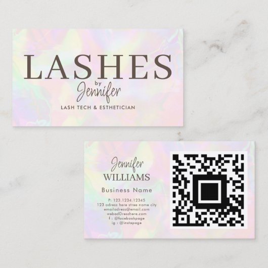 Carte De Visite Extensions modernes tendance Eyelash QR Code Luxe (Devant / Derrière)