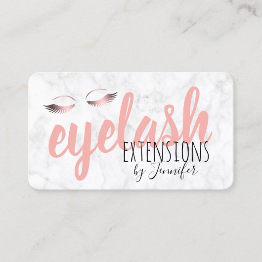 Carte De Visite Extensions rose or or marbre blanc moderne (Devant)