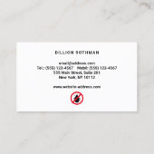 Carte De Visite Exterminateur de bogues de lit (Dos)