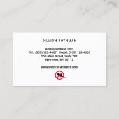 Carte De Visite Exterminateur de rat de contrôle de rongeur (Dos)