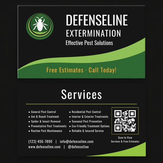 Carte De Visite Exterminator Service QR Code Professional 