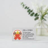 Carte De Visite extincteur croisé avec des flammes (Debout devant)