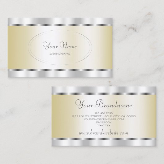 Carte De Visite Extravagant Silver et Gold Effet Professionnel (Devant / Derrière)