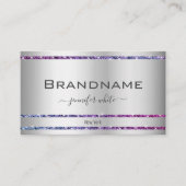 Carte De Visite Eye Catching Argent Gradient Parties scintillant É (Devant)