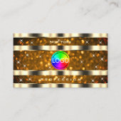Carte De Visite Eye Catching Gold Orange Parties scintillant Stars (Devant)