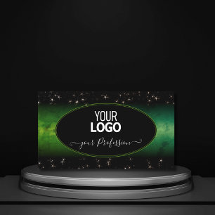 Carte De Visite Eye Catching Green Black Parties scintillant Étoil