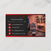 Carte De Visite Eye-Catching Modern Barber in Red Black White (Dos)
