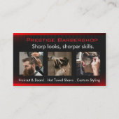 Carte De Visite Eye-Catching Modern Barber in Red Black White (Devant)