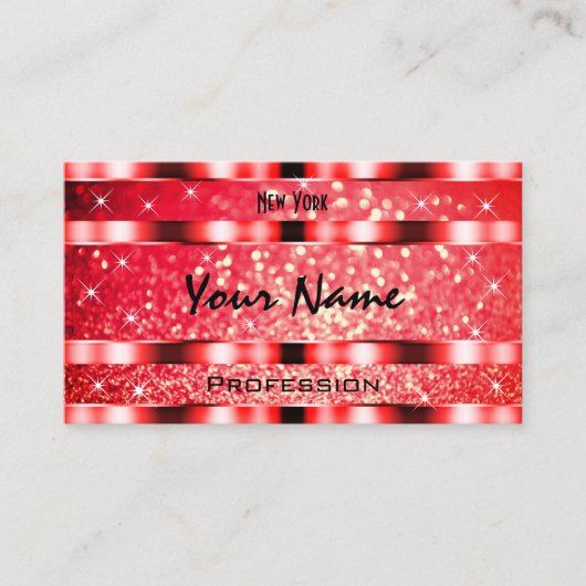 Carte De Visite Eye Catching Ruby Red Parties scintillant Étoiles  (Devant)