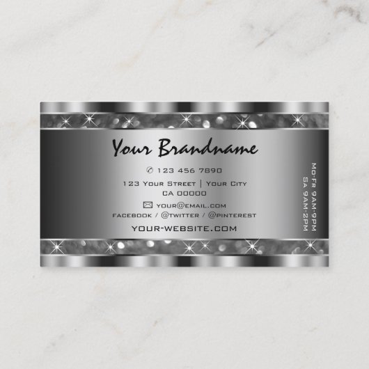 Carte De Visite Eye Catching Silver Parties scintillant Étoiles ét (Dos)