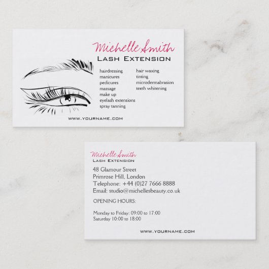 Carte De Visite Eye Sketch Mascara Lash Extension (Devant / Derrière)