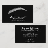 Carte De Visite Eyebrow lashes chic argent nom parties scintillant (Devant / Derrière)