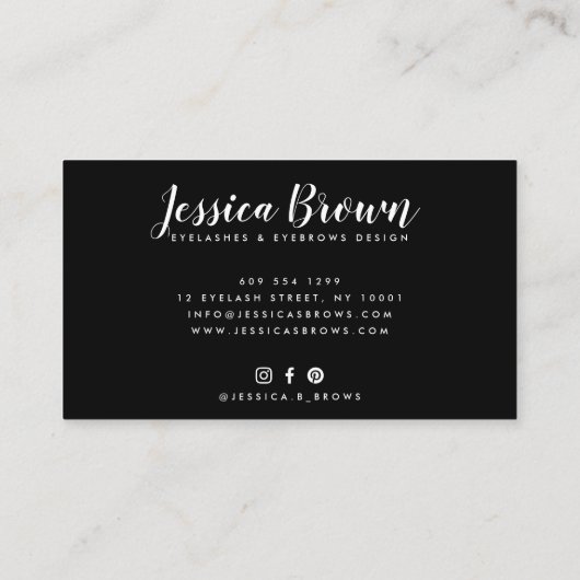 Carte De Visite Eyebrow lashes rose or nom parties scintillant gla (Dos)