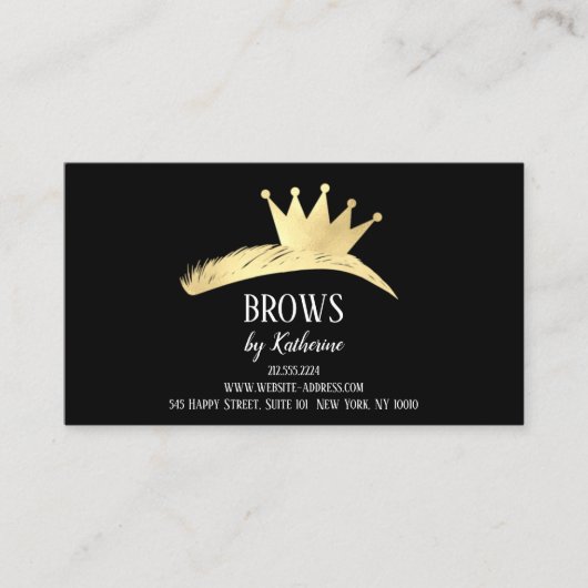 Carte De Visite Eyebrow Micorblading Aftercare Gold Crown (Devant)