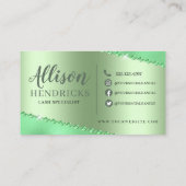 Carte De Visite Eyelash à Parties scintillant verte (Dos)