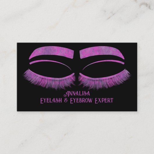 Carte De Visite Eyelash & Beauté de l'aquarelle de luxe, violet (Devant)