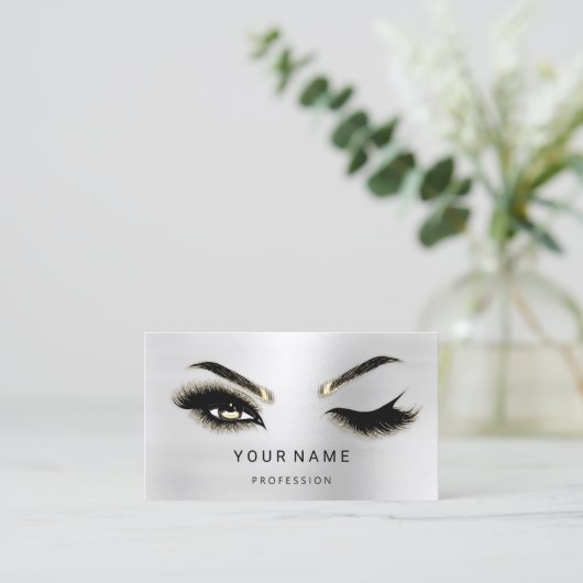 Carte De Visite Eyelash Brows Microblade. Logo CODE QR Silver (Debout devant)