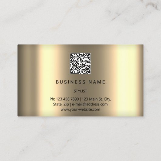 Carte De Visite Eyelash Brows Microblade. Logo QR CODE Faux Gold (Dos)