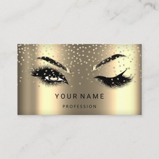 Carte De Visite Eyelash Brows Microblade. Logo QR CODE Faux Gold (Devant)