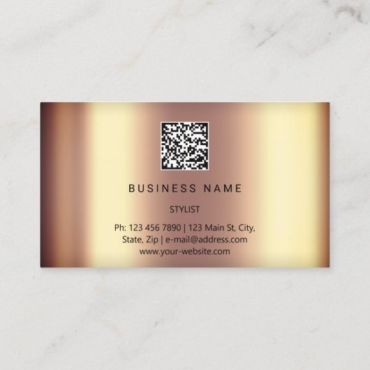 Carte De Visite Eyelash Brows Microblade. Logo QR CODE Faux Gold (Dos)