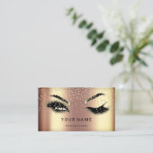 Carte De Visite Eyelash Brows Microblade. Logo QR CODE Faux Gold (Debout devant)