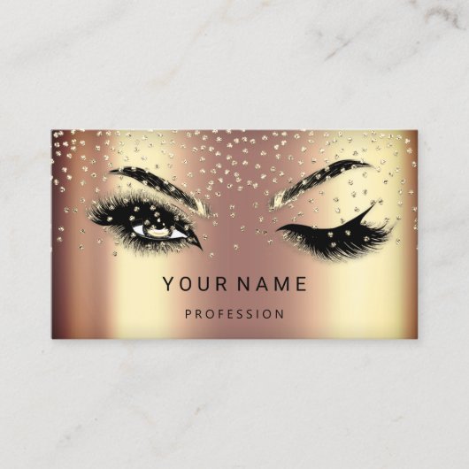 Carte De Visite Eyelash Brows Microblade. Logo QR CODE Faux Gold (Devant)