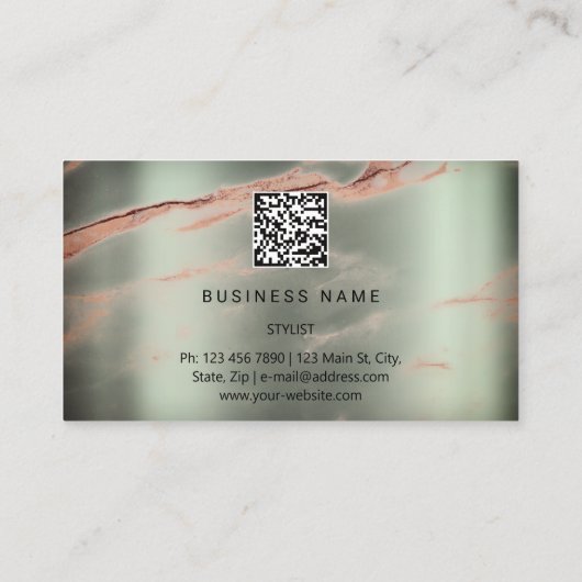 Carte De Visite Eyelash Brows Microblade. Marbre de logo QR CODE T (Dos)
