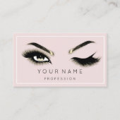 Carte De Visite Eyelash Brows Microblade QRCODE rose encadré (Devant)