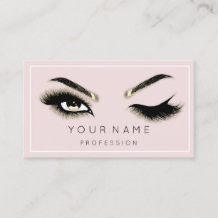 Carte De Visite Eyelash Brows Microblade QRCODE rose encadré