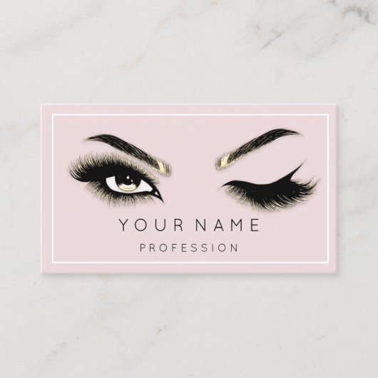 Carte De Visite Eyelash Brows Microblade QRCODE rose encadré (Devant)