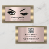 Carte De Visite Eyelash Brows Microblading QRCODE Logo Rose encadr (Devant / Derrière)