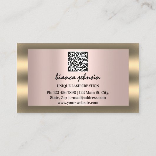 Carte De Visite Eyelash Brows Microblading QRCODE Logo Rose encadr (Dos)