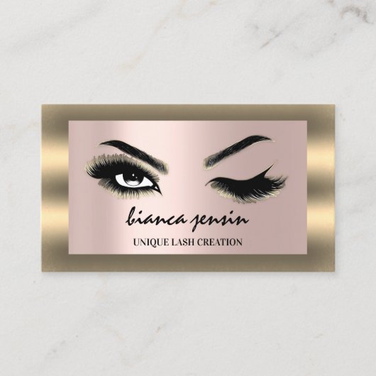 Carte De Visite Eyelash Brows Microblading QRCODE Logo Rose encadr (Devant)