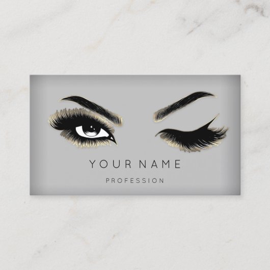 Carte De Visite Eyelash Brows Microbling QRCODE Logo Or Moderne (Devant)