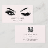 Carte De Visite Eyelash Brows Microbling QRCODE Logo Pink Pastel (Devant / Derrière)