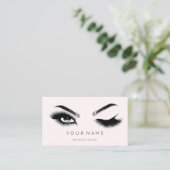 Carte De Visite Eyelash Brows Microbling QRCODE Logo Pink Pastel (Debout devant)