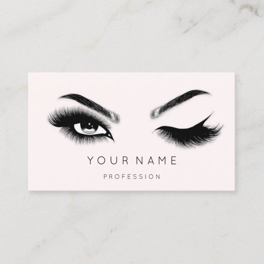 Carte De Visite Eyelash Brows Microbling QRCODE Logo Pink Pastel (Devant)
