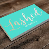 Carte De Visite Eyelash Extension Gold Script Moderne Turquoise