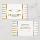 Carte De Visite Eyelash Extension Maquillage Artiste Chic Gold Str (Devant / Derrière)