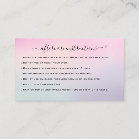 Carte De Visite Eyelash Extension Parties scintillant d'enseigneme (Dos)