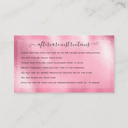 Carte De Visite Eyelash Extension Parties scintillant d'instructio (Dos)