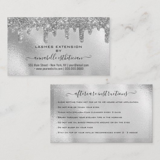 Carte De Visite Eyelash Extension Parties scintillant d'instructio (Devant / Derrière)