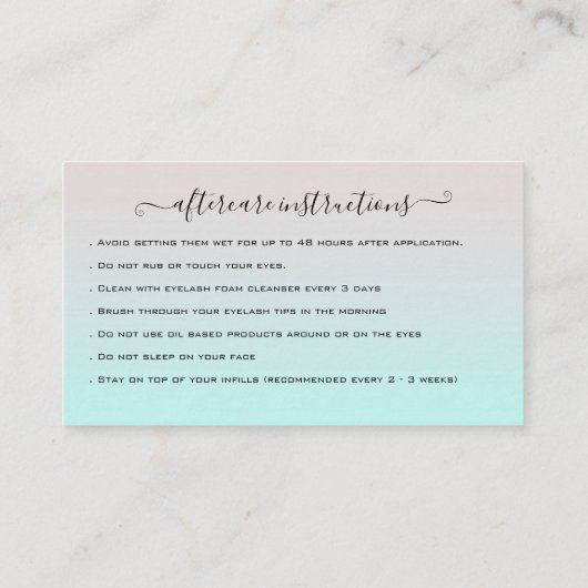 Carte De Visite Eyelash Extension Parties scintillant d'instructio (Dos)