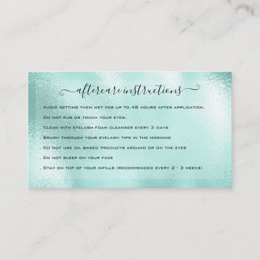 Carte De Visite Eyelash Extension Parties scintillant d'instructio (Dos)