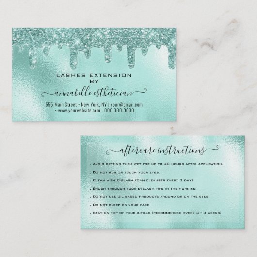 Carte De Visite Eyelash Extension Parties scintillant d'instructio (Devant / Derrière)