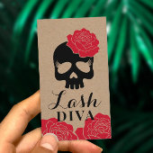 Carte De Visite Eyelash Extensions Beauté Floral Crâne Rustique