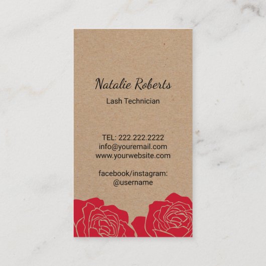 Carte De Visite Eyelash Extensions Beauté Floral Crâne Rustique (Dos)