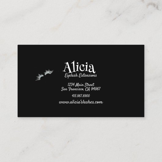 Carte De Visite Eyelash Extensions Big Eyes Lashes (Dos)