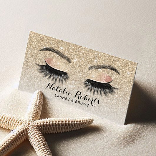 Carte De Visite Eyelash Extensions Chic Gold Parties scintillant B